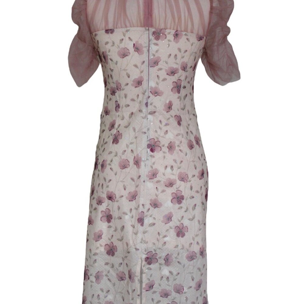 Tulle Floral Midi Dress Spring - Picture 2 of 4